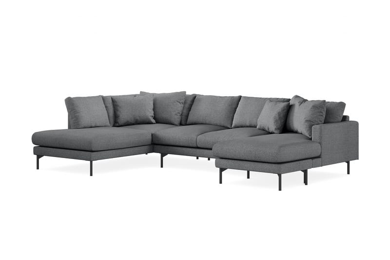 Menard 4-seters Venstrevendt U-formet Sofa med Divan og Sjeselong i Stoff - Mørk grå - Møbler - Sofaer - U-sofa
