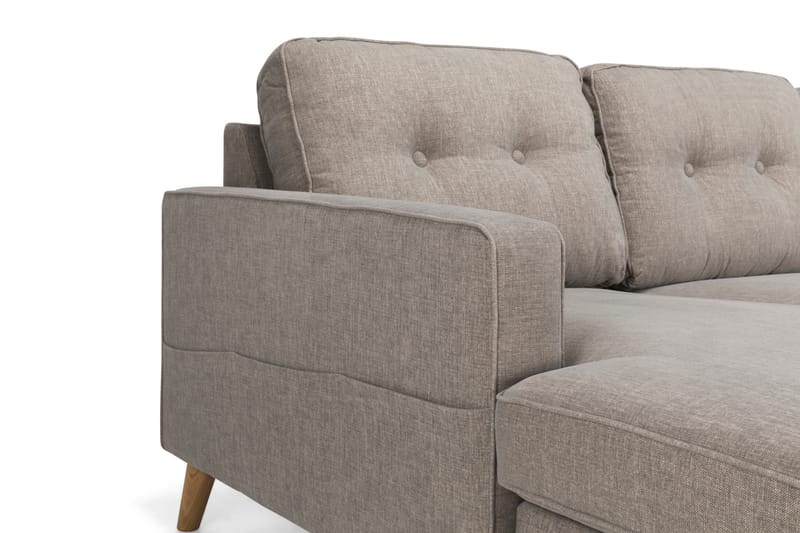Monroe 4-seters Høyrevendt U-formet Sofa med Divan og Sjeselong i Stoff - Lys grå - Møbler - Sofaer - U-sofa