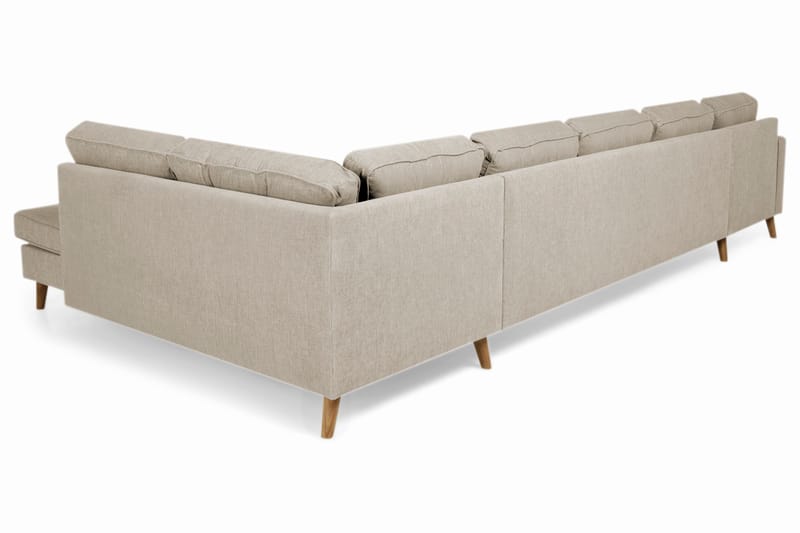Monroe 6-seters Høyrevendt U-formet Large Sofa med Divan og Sjeselong i Stoff - Beige - Møbler - Sofaer - U-sofa