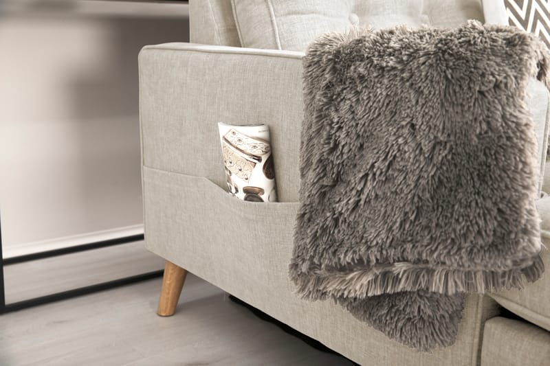 Monroe 6-seters Høyrevendt U-formet Large Sofa med Divan og Sjeselong i Stoff - Beige - Møbler - Sofaer - U-sofa