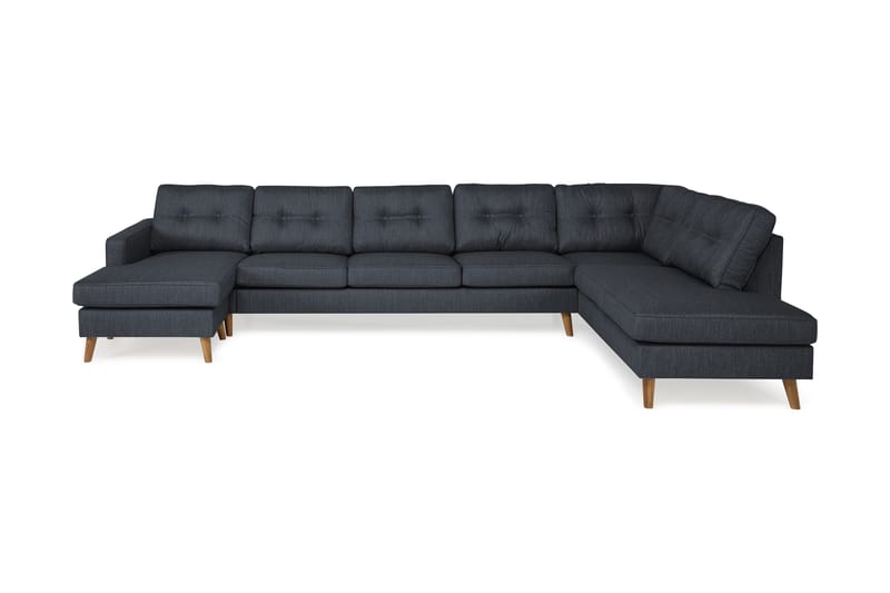 Monroe 6-seters Høyrevendt U-formet Large Sofa med Divan og Sjeselong i Stoff - Blå - Møbler - Sofaer - U-sofa