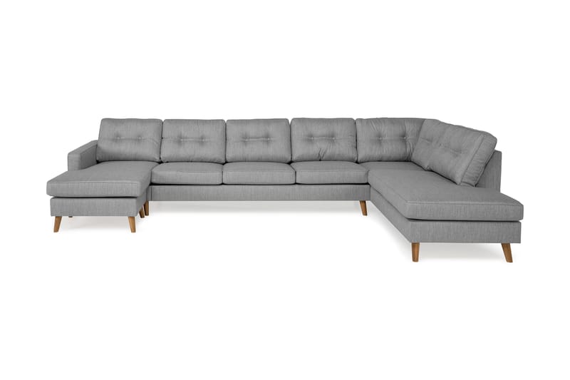 Monroe 6-seters Høyrevendt U-formet Large Sofa med Divan og Sjeselong i Stoff - Grå - Møbler - Sofaer - U-sofa