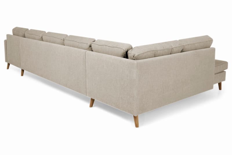 Monroe 6-seters Venstrevendt U-formet Large Sofa med Divan og Sjeselong i Stoff - Beige - Møbler - Sofaer - U-sofa