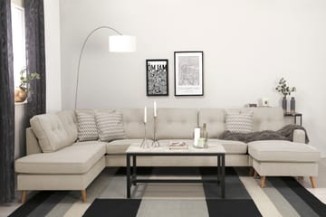 Monroe 6-seters Venstrevendt U-formet Large Sofa med Divan og Sjeselong i Stoff - Beige - Møbler - Sofaer - U-sofa