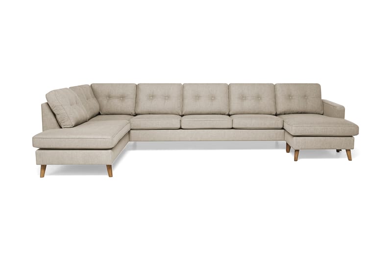 Monroe 6-seters Venstrevendt U-formet Large Sofa med Divan og Sjeselong i Stoff - Beige - Møbler - Sofaer - U-sofa