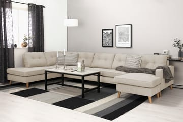 Monroe 6-seters Venstrevendt U-formet Large Sofa med Divan og Sjeselong i Stoff - Beige - Møbler - Sofaer - U-sofa