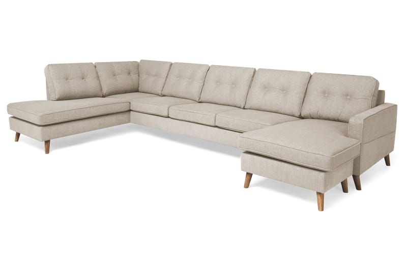 Monroe U-sofa Large med Divan Høyre - Beige - U-sofa