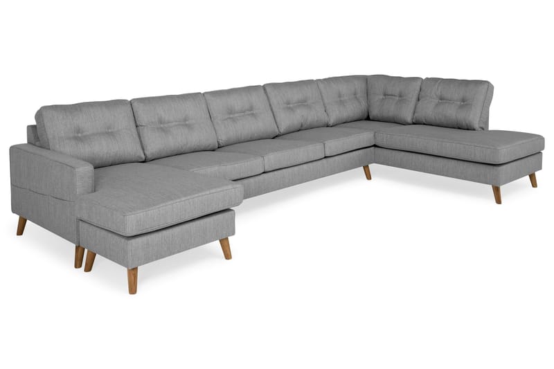 Monroe U-sofa Large med Divan Venstre - Grå - U-sofa