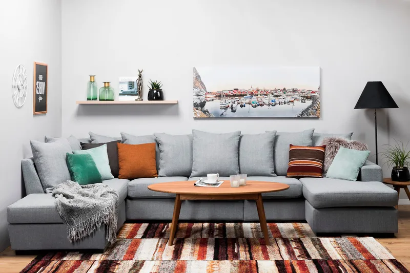 Nebraska U-sofa Venstre Konvoluttputer - Lysegrå - Møbler - Sofaer - U-sofa