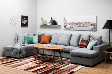 Nebraska U-sofa Venstre Konvoluttputer - Lysegrå - Møbler - Sofaer - U-sofa