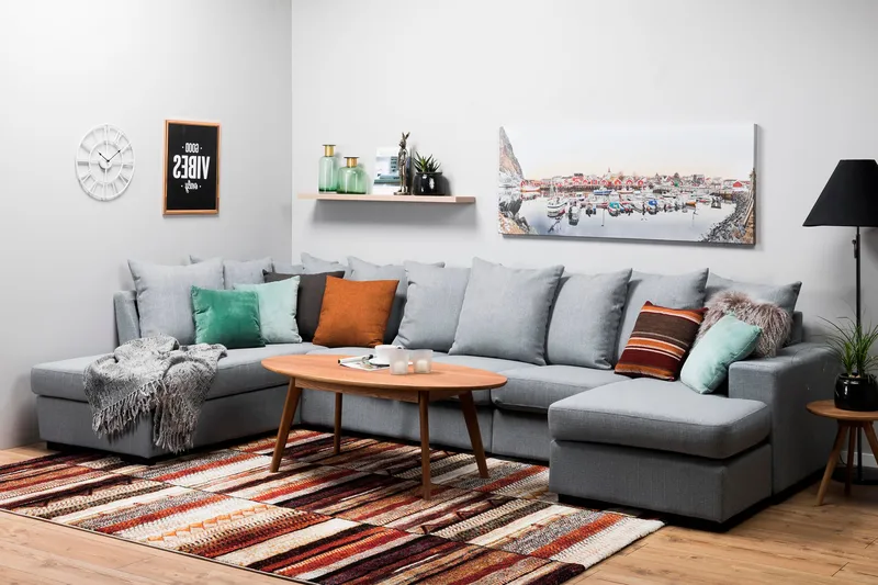 Nebraska U-sofa Venstre Konvoluttputer - Lysegrå - Møbler - Sofaer - U-sofa