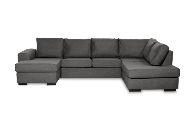 Ocean 4-seters Høyrevendt U-formet Large Sofa med Divan og Sjeselong i Stoff - Mørk grå - Møbler - Sofaer - U-sofa