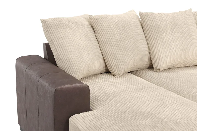 Ocean 4-seters Høyrevendt U-formet Sofa med Divan og Sjeselong i Manchester - Beige - Møbler - Sofaer - U-sofa