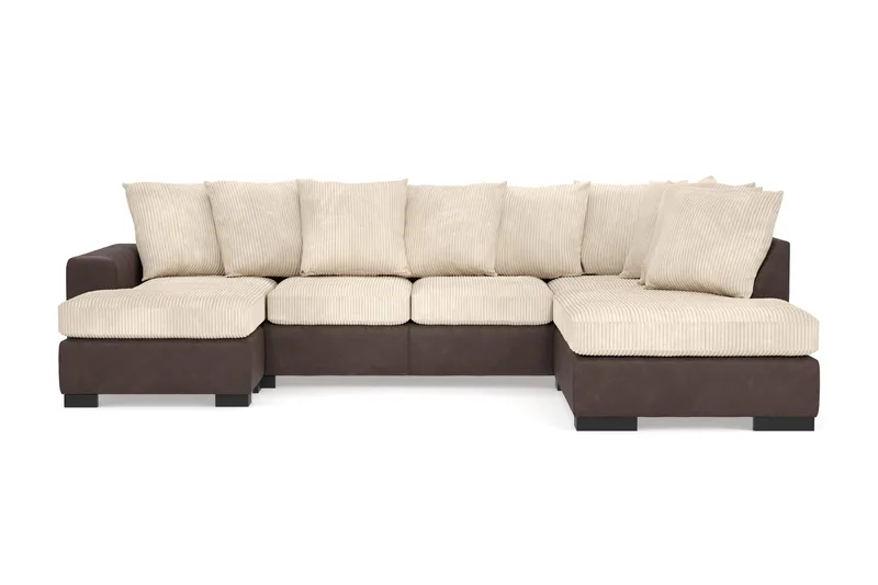 Ocean 4-seters Høyrevendt U-formet Sofa med Divan og Sjeselong i Manchester, Beige