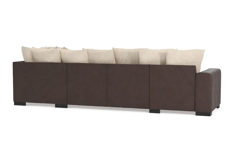 Ocean 4-seters Høyrevendt U-formet Sofa med Divan og Sjeselong i Manchester - Beige - Møbler - Sofaer - U-sofa