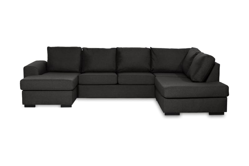 Ocean 4-seters Høyrevendt U-formet Sofa med Divan og Sjeselong i Stoff - Svart - Møbler - Sofaer - U-sofa
