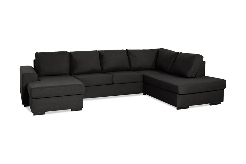 Ocean 4-seters Høyrevendt U-formet Sofa med Divan og Sjeselong i Stoff - Svart - Møbler - Sofaer - U-sofa