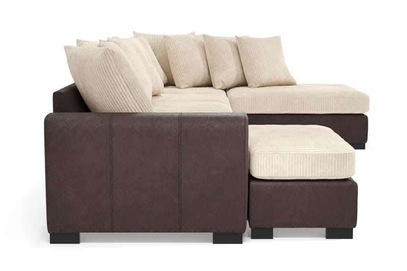 Ocean 5-seters Høyrevendt U-formet Large Sofa med Divan og Sjeselong i Manchester - Beige - Møbler - Sofaer - U-sofa