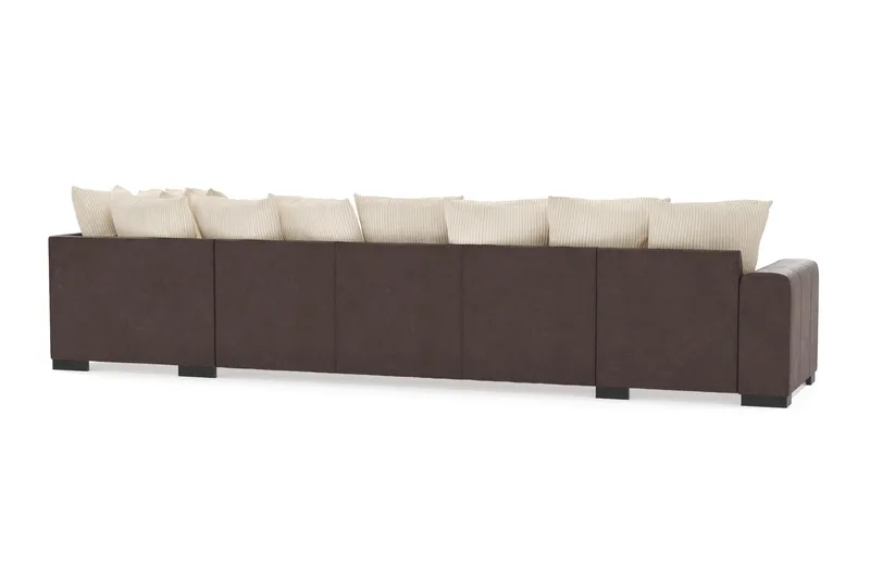 Ocean 5-seters Høyrevendt U-formet Large Sofa med Divan og Sjeselong i Manchester - Beige - Møbler - Sofaer - U-sofa