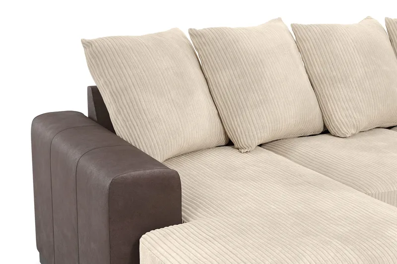 Ocean 5-seters Høyrevendt U-formet Large Sofa med Divan og Sjeselong i Manchester - Beige - Møbler - Sofaer - U-sofa