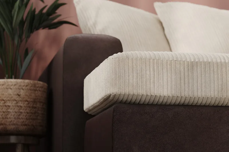 Ocean 5-seters Høyrevendt U-formet Large Sofa med Divan og Sjeselong i Manchester - Beige - Møbler - Sofaer - U-sofa