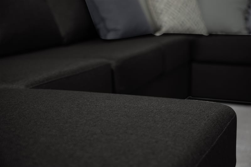 Ocean 5-seters Høyrevendt U-formet Large Sofa med Divan og Sjeselong i Stoff - Svart - Møbler - Sofaer - U-sofa