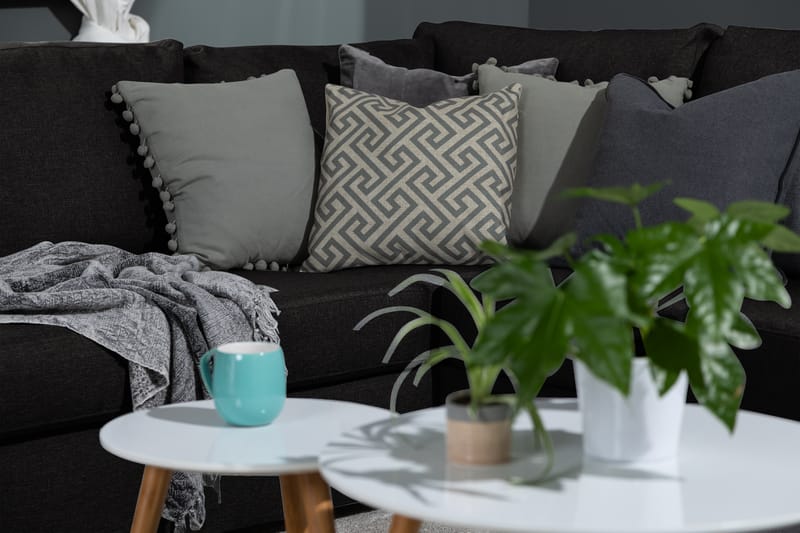 Ocean 5-seters Venstrevendt U-formet Large Sofa med Divan og Sjeselong i Stoff - Svart - Møbler - Sofaer - U-sofa