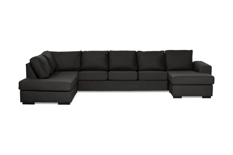 Ocean 5-seters Venstrevendt U-formet Large Sofa med Divan og Sjeselong i Stoff, Svart