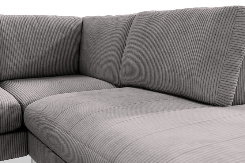 Ocean Lyx 6-seters Høyrevendt U-formet Sofa med Divan og Sjeselong + Fotskammel i Manchester - Mørk grå - Møbler - Sofaer - U-sofa