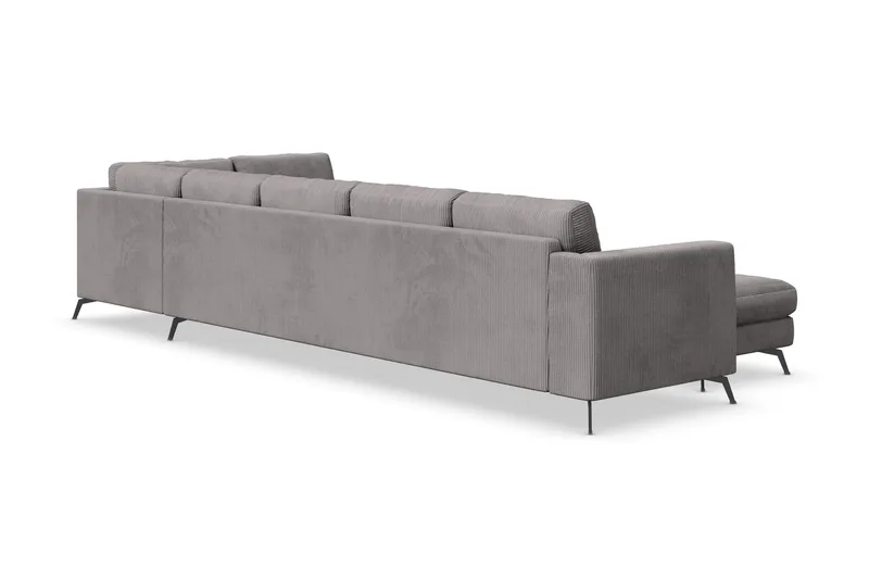 Ocean Lyx 6-seters Høyrevendt U-formet Sofa med Divan og Sjeselong + Fotskammel i Manchester - Mørk grå - Møbler - Sofaer - U-sofa