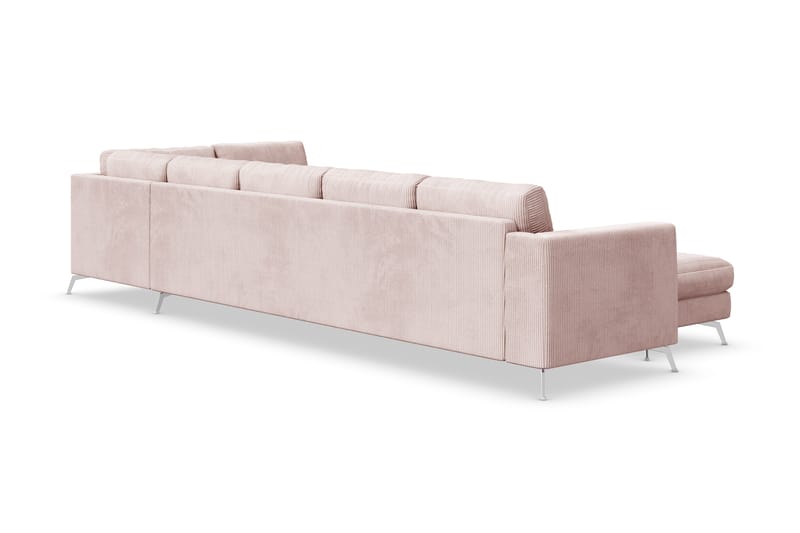 Ocean Lyx 6-seters Høyrevendt U-formet Sofa med Divan og Sjeselong + Fotskammel i Manchester - Rosa - Møbler - Sofaer - U-sofa