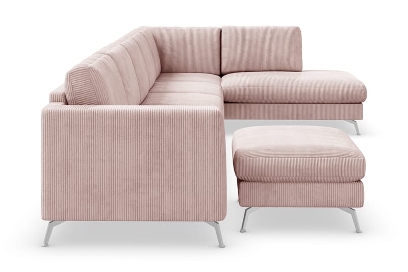 Ocean Lyx 6-seters Høyrevendt U-formet Sofa med Divan og Sjeselong + Fotskammel i Manchester - Rosa - Møbler - Sofaer - U-sofa