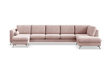 Ocean Lyx 6-seters Høyrevendt U-formet Sofa med Divan og Sjeselong + Fotskammel i Manchester