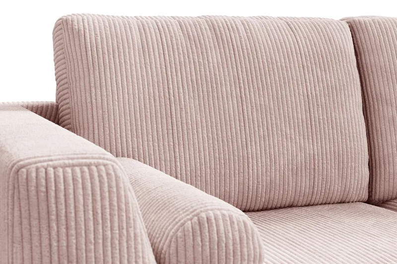 Ocean Lyx 6-seters Høyrevendt U-formet Sofa med Divan og Sjeselong + Fotskammel i Manchester - Rosa - Møbler - Sofaer - U-sofa