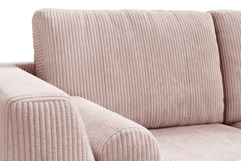 Ocean Lyx 6-seters Høyrevendt U-formet Sofa med Divan og Sjeselong + Fotskammel i Manchester - Rosa - Møbler - Sofaer - U-sofa