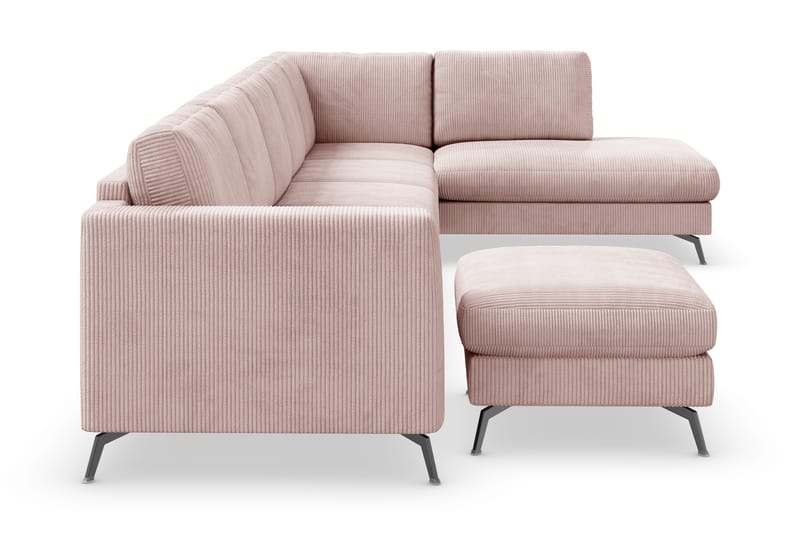 Ocean Lyx 6-seters Høyrevendt U-formet Sofa med Divan og Sjeselong + Fotskammel i Manchester - Rosa - Møbler - Sofaer - U-sofa