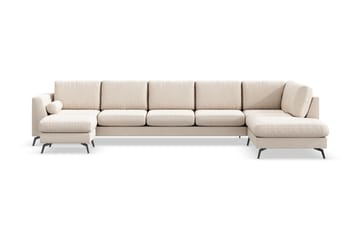 Ocean Lyx 6-seters Høyrevendt U-formet Sofa med Divan og Sjeselong + Fotskammel i Stoff