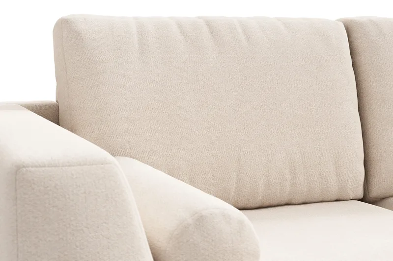 Ocean Lyx 6-seters Høyrevendt U-formet Sofa med Divan og Sjeselong + Fotskammel i Stoff - Beige - Møbler - Sofaer - U-sofa