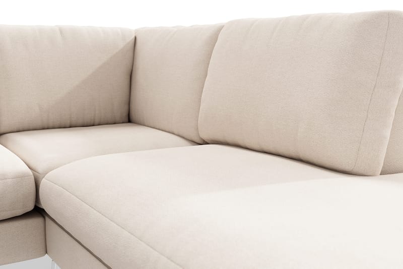 Ocean Lyx 6-seters Høyrevendt U-formet Sofa med Divan og Sjeselong + Fotskammel i Stoff - Beige - Møbler - Sofaer - U-sofa