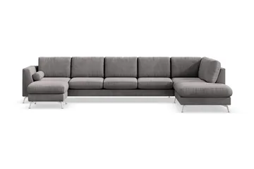 Ocean Lyx 6-seters Høyrevendt U-formet Sofa med Divan og Sjeselong + Fotskammel i Manchester