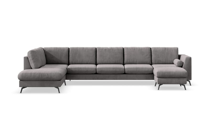 Ocean Lyx 6-seters Venstrevendt U-formet Sofa med Divan og Sjeselong + Fotskammel i Manchester - Mørk grå - Møbler - Sofaer - U-sofa