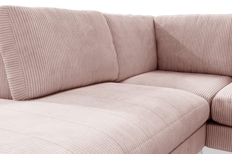 Ocean Lyx 6-seters Venstrevendt U-formet Sofa med Divan og Sjeselong + Fotskammel i Manchester - Rosa - Møbler - Sofaer - U-sofa