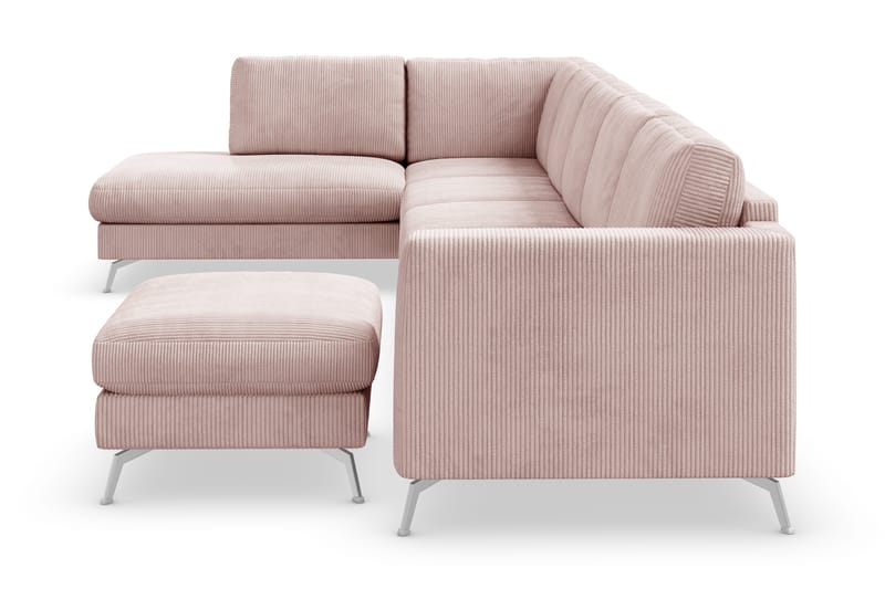 Ocean Lyx 6-seters Venstrevendt U-formet Sofa med Divan og Sjeselong + Fotskammel i Manchester - Rosa - Møbler - Sofaer - U-sofa