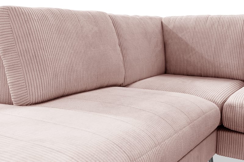Ocean Lyx 6-seters Venstrevendt U-formet Sofa med Divan og Sjeselong + Fotskammel i Manchester - Rosa - Møbler - Sofaer - U-sofa