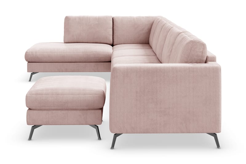 Ocean Lyx 6-seters Venstrevendt U-formet Sofa med Divan og Sjeselong + Fotskammel i Manchester - Rosa - Møbler - Sofaer - U-sofa
