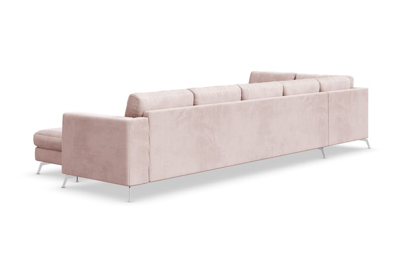 Ocean Lyx 6-seters Venstrevendt U-formet Sofa med Divan og Sjeselong + Fotskammel i Manchester - Rosa - Møbler - Sofaer - U-sofa