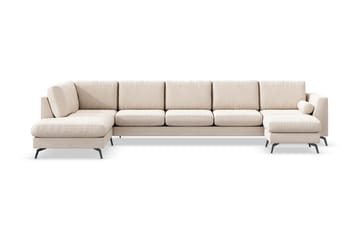 Ocean Lyx 6-seters Venstrevendt U-formet Sofa med Divan og Sjeselong + Fotskammel i Stoff