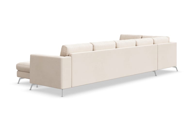 Ocean Lyx 6-seters Venstrevendt U-formet Sofa med Divan og Sjeselong + Fotskammel i Stoff - Beige - Møbler - Sofaer - Sofa med sjeselong