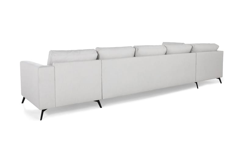 Ocean Lyx 6-seters Venstrevendt U-formet Sofa med Divan og Sjeselong + Fotskammel i Stoff - Lys grå - Møbler - Sofaer - U-sofa