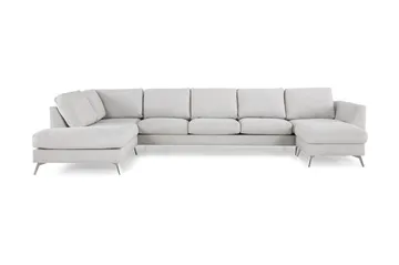 Ocean Lyx 6-seters Venstrevendt U-formet Sofa med Divan og Sjeselong + Fotskammel i Stoff